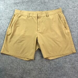 Fabletics Mens Shorts 38x8 Khaki Tan Stretch Regular Fit Elastic Gym Powerhold